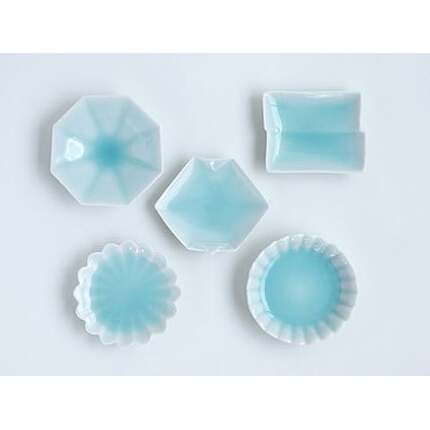 有田焼 青白磁おてしょ皿 5枚セット【金照堂】 有田焼 皿 小皿 食器 器 取り皿 菓子皿 おてしょ皿 青白磁 29000円 A29-15