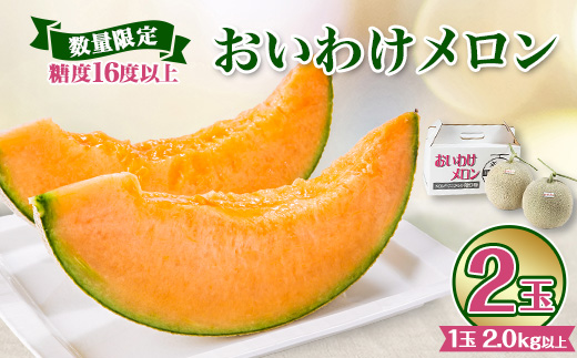 
＜2024年発送＞おいわけメロンパック 糖度16度以上 2.0kg以上×2玉(数量限定)【1102220】
