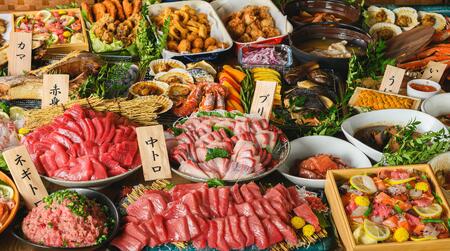 【週末限定】特選本マグロの大トロ３切れ付き！海鮮バイキング　いろはプランご利用券（70分制／ドリンクバー付）大人１枚【kt002-004-1】海鮮 ﾊﾞｲｷﾝｸﾞ ﾋﾞｭｯﾌｪ 豊洲 市場 まぐろ 解体ｼｮｰ 家族 友達