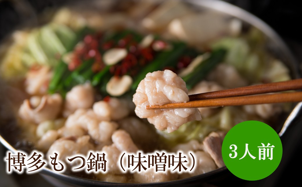 博多もつ鍋（味噌味）3人前 牛もつ600g【002-0014】