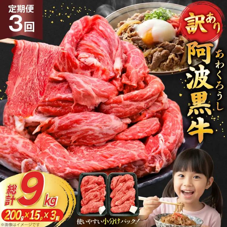 3回 定期 訳あり 牛肉 切り落とし 牛上中肉 3kg 計 9kg [株式会社北島藤原精肉店 徳島県 北島町 29al0045]
