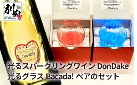 光るスパークリングワインDonDake〜1本＆光るグラスペアのセット(ギフトBOX付)_B115-001