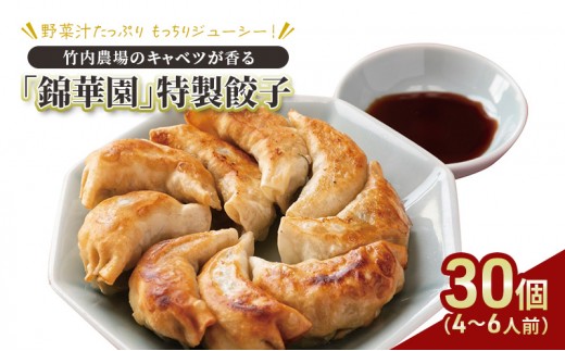 ボリューム満点 手作り冷凍餃子 30個（4～6人前）(15個×2袋)［錦華園］【 野菜 キャベツ たっぷり 厚い 手包み 手作り もちもち モチモチ 汁 町中華 中華 北海道 十勝 幕別 】[№5749-1594]