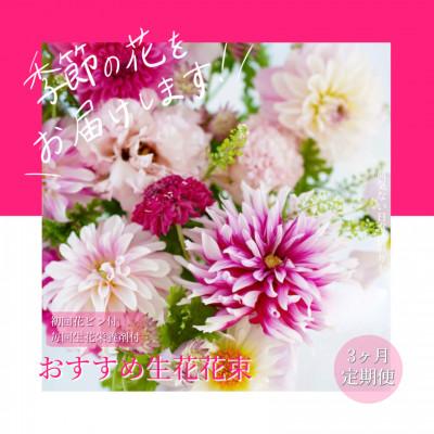 ふるさと納税 芸西村 【毎月定期便】芸西村産季節のおすすめ生花花束　初回花瓶付　毎回延命剤付【t157tmf】　全3回