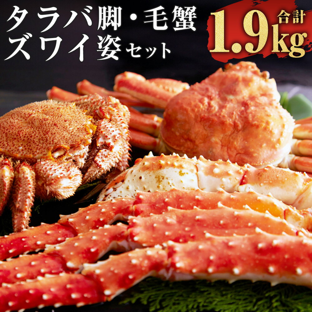 【ふるさと納税】3大蟹セット【 タラバ脚800g 毛蟹500g ズワイ姿600g 】計1.9kg 3種類 かに 蟹 カニ タラバ蟹 たらば蟹 毛カニ ズワイガニ タラバ脚 毛蟹 ボイル 魚介 セット かにみそ 冷凍 冷凍配送 北海道 釧路市 送料無料