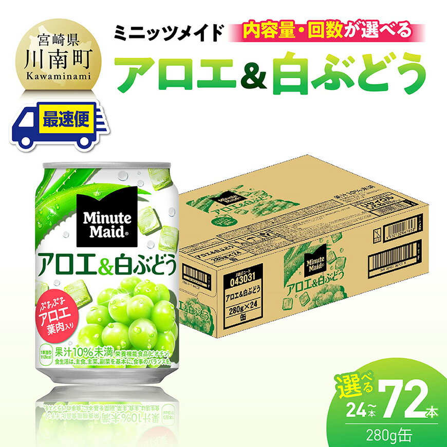 【ふるさと納税】※本数と回数が選べる※コカ・コーラ ミニッツメイド「アロエ&白ぶどう」 - 飲料 アロエ 白ぶどう 果汁 長期保存 定期便 C11131-ss C11132-ss C11133-ss C11131 C11132 C11133 C11131t3 C11132t3 C11133t3