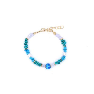 ふるさと納税 恩納村 【ブレスレット&ピアス　ブルー】Lサイズ|ホタルガラスと天然石のアクセサリーセット |  | 02