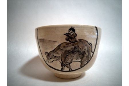 ～京の伝統工芸・清水焼～騎牛帰家を描いた茶碗【064】