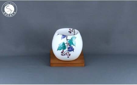 有田焼 茶香炉〈山ぶどう文〉【赤絵白磁硯処 雪月花】手描き 伝統工芸 香炉 赤絵 インテリア  80000円 8万円 A80-54