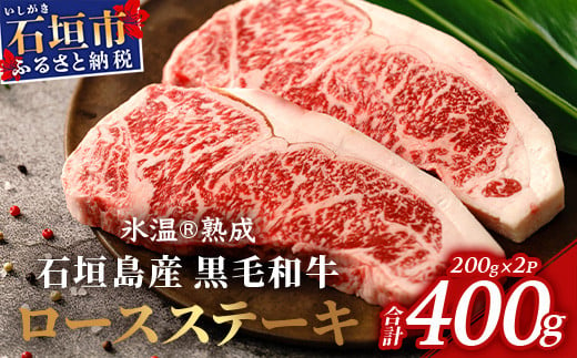 
【氷温®熟成】石垣島産 黒毛和牛 ロースステーキ 400g お肉 肉 牛肉 冷凍 ステーキ 焼肉 やきにく BBQ アウトドア お祝い 贈答 プレゼント 200g×2枚 八重山食肉センター YC-2
