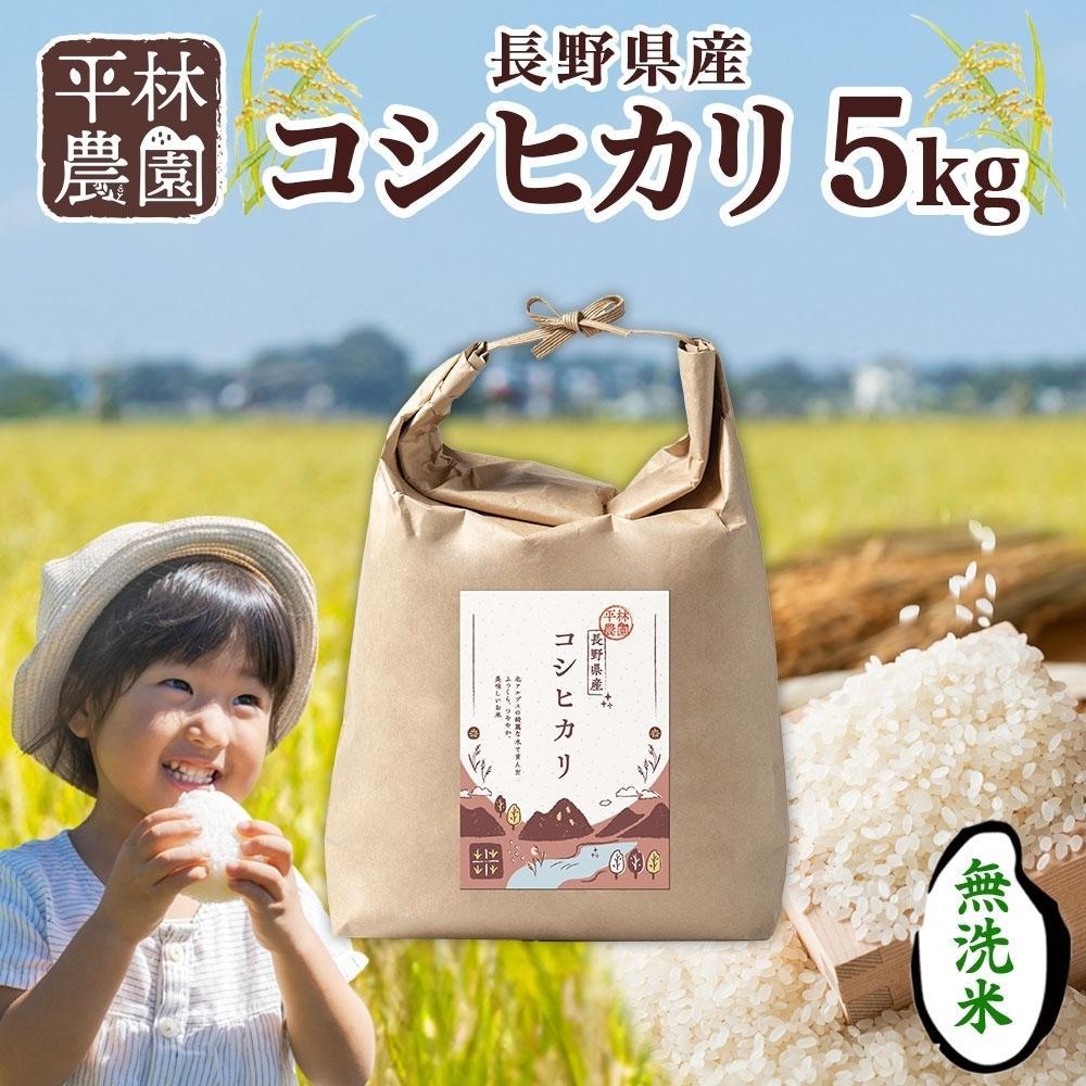 【2025年12月～順次発送】令和7年産 コシヒカリ 無洗米 5kg×1袋 長野県産 米 白米 精米 お米 ごはん ライス 新米 甘み 農家直送 産直 信州 人気 ギフト 時短 お取り寄せ 平林農園 送料無料 長野県 大町市