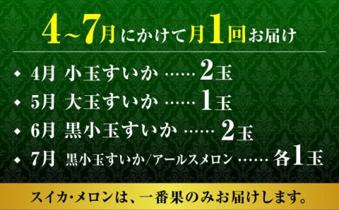 【先行予約】【4回定期便】スイカ・メロン 厳選定期便  化粧箱入り【株式会社前田ファーム】 [ZCM013]