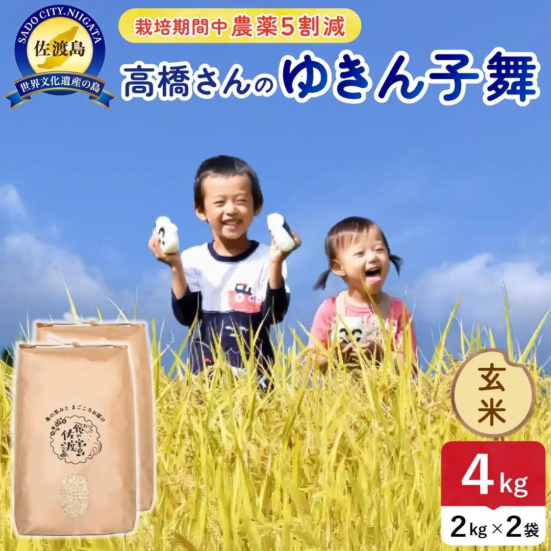 令和8年産 佐渡島産ゆきん子舞 玄米4kg 農薬5割減