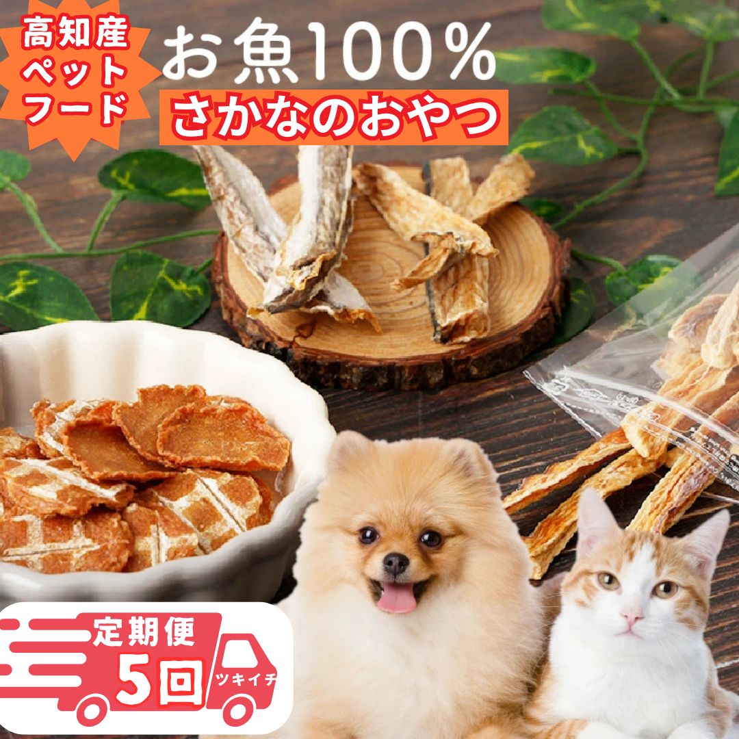 【ふるさと納税】M197【定期便5回】【お魚100％・完全無添加おやつ】手作りペットフードセット(1魚種20～25g×5袋×月1回) 5回分 かつお まぐろ ジャーキー スティック チップス アレルギー対策 犬用猫用 サプリメント シニア ジュニア 幼犬 幼猫 ジッパー付き小袋 送料無料