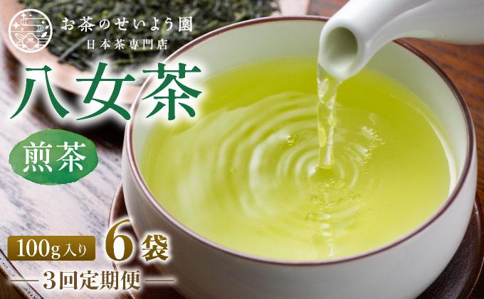 ＜定期便・全3回＞豊かな香りとまろやかな旨味 八女茶(煎茶) 600gセット（100g×6袋）|国産 緑茶 玉露 日本茶 お茶 茶葉 高級茶 家庭用 送料無料 那珂川市 福岡県