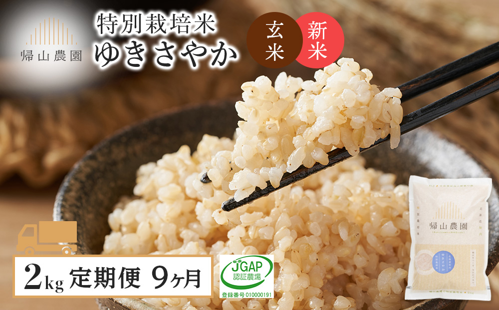 【令和8年産新米予約】 【9カ月定期便】特別栽培米産地直送「玄米ゆきさやか 2kg」《帰山農園》