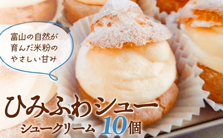 シュークリーム ひみふわシュー 10個 【富山の自然が育んだ米粉のやさしい甘み】 米粉  グルテンフリー 洋菓子 シュークリーム 冷凍 富山県 氷見市