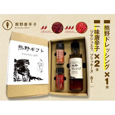ふるさと納税 熊野市 【テレビで紹介されました】熊野唐辛子ギフト8 一味唐辛子(プサジュエラ・プリッキーヌ)+ドレッシング