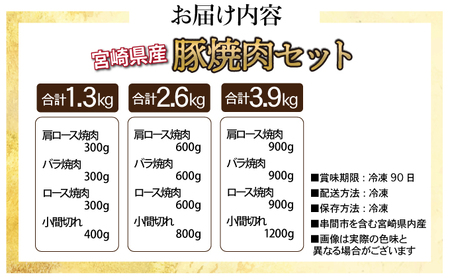 MCBY4-26 宮崎県産 豚肉詰め合わせ 焼肉セット(合計2.6kg)