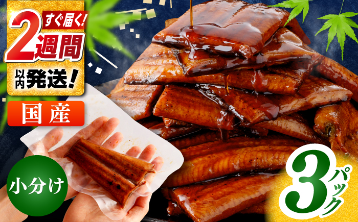 訳あり 鰻蒲焼きカット　約50g×3　タレ(山椒)付　【株式会社七和】 [ATAX033]