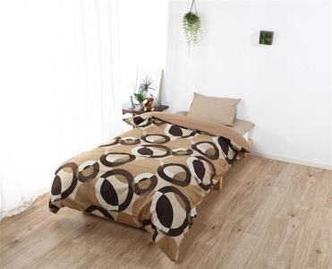 三河産　綿100％　高級130本ガーゼ掛けふとんカバー_リングブラウン【G0580】