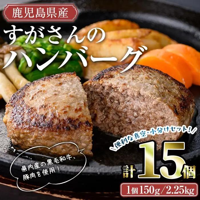 すがさん の ハンバーグ セット (計15個・1個150g) 冷凍 黒毛和牛 牛肉【TRINITY】A785