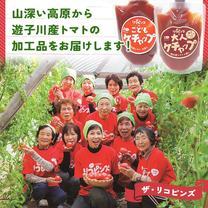 ＜親子で使える こども＆大人ケチャップ 食べ比べセット 合計4個（各種2個）＞ とまと 野菜 完熟 調味料 子供 パスタソース 辛口 詰め合わせ ギフト 国産 特産品 遊子川ザ・リコピンズ 愛媛県 西