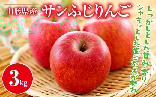 FYN9-945 山形県産 サンふじりんご 3kg 2025年11月中旬から順次発送 林檎 りんご リンゴ 秋果実 果物 くだもの フルーツ 自宅用 産地直送 期間限定 山形県 西川町 月山