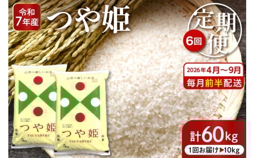 【2026年4月スタート】 特別栽培米つや姫10kg×6回(毎月 前半発送)定期便【深瀬商店】hi053-050