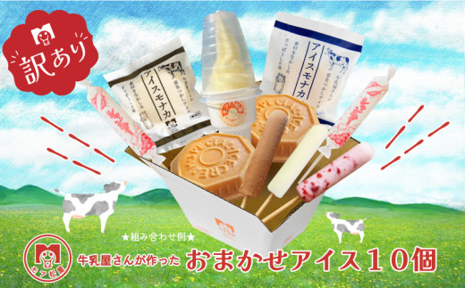 訳あり アイス おまかせ 10個 詰め合わせ ソフトクリーム アイスキャンディー もなか 最中 手作り 卵 保存料 不使用 スイーツ デザート おやつ 小分け アイスクリーム  牛乳屋 老舗 モア松屋 埼玉県 羽生市