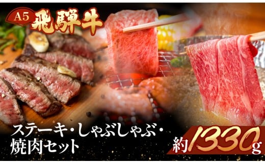 飛騨牛を味わいつくす!!ステーキ・しゃぶしゃぶ・焼肉セット【ヒレ約230g(2枚)/サーロイン約180g(1枚)/リブロース460g/本日の希少部位460g】【冷凍】食べ比べ 飛騨牛 牛 天狗 高級 おすすめ