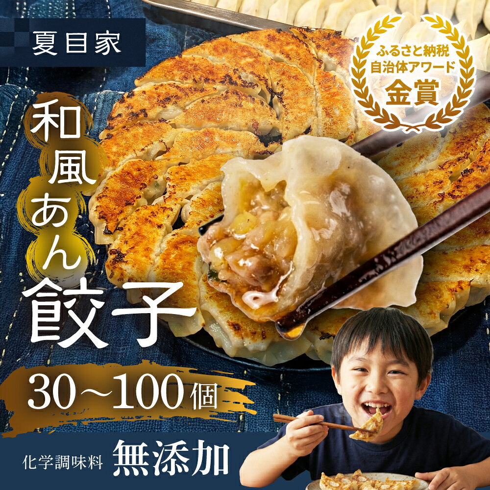 【ふるさと納税】金賞受賞 和風あん 餃子 ~100個 無添加 化学調味料 不使用 簡易包装 訳あり 夏目家 ぎょうざ ギョウザ 安心 安全 中華 惣菜 冷凍 にんにく不使用 国産 タレ 不要 高評価 セット 簡単調理 豊橋市 送料無料 1kg 10000円 20000円