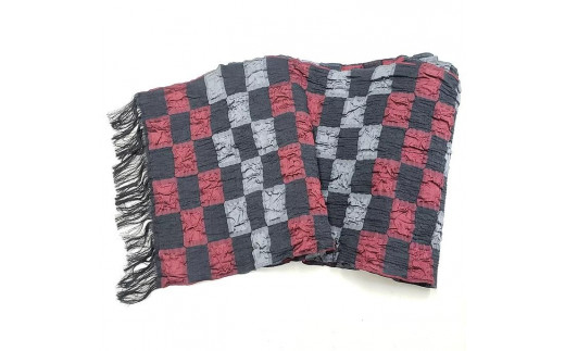 
【Kyoto SILK Hannari】西陣織兵児帯　市松（黒・赤）
