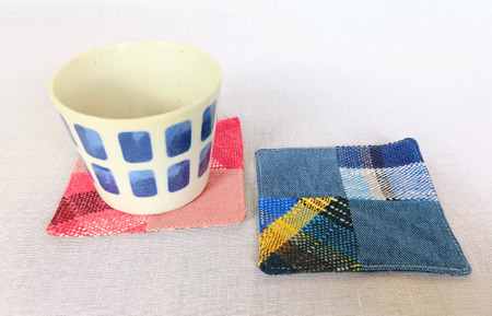 【思いやり型返礼品】さをり織り コースター 2枚 障がい者支援 福祉作業所