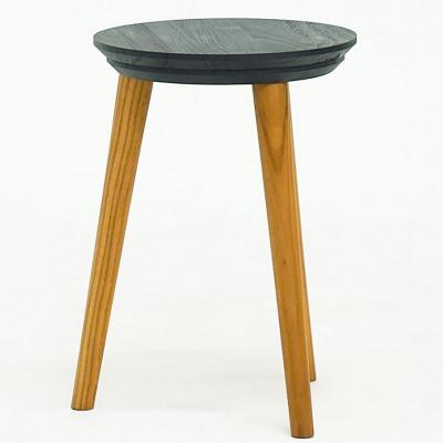 ふるさと納税 中野区 スツール 板座面 高さ43cm チーク無垢材 ブラック×ナチュラル |  | 01