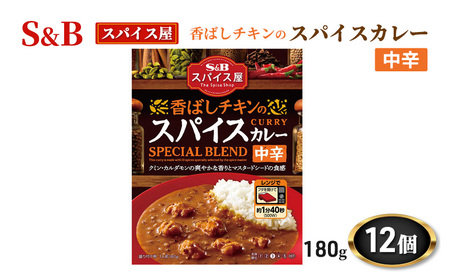 S&B スパイス屋 香ばしチキンのスパイスカレー 中辛 180g 12個 セット 詰め合わせ エスビー食品 スパイスカレー チキンカレー エスビー SB カレー SBカレー レトルトカレー レトルト レンチン レンジ対応 防災食 非常食 信州 長野 長野県 上田市