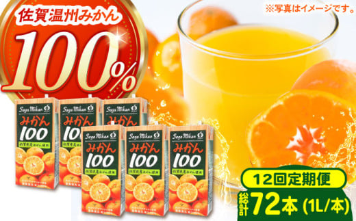 ＜全12回定期便＞ 【佐賀県産温州みかん使用】さがみかん100　総計72本（1L×6本）【JAさが 杵島支所】果汁100% 濃縮還元 [HAM042]