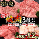 【ふるさと納税】【部位・内容量が選べる】鹿児島県産黒毛和牛＆国産牛 焼肉3種(モモ・肩ロース＆ウデorホルモン)食べ比べセット＜計600g〜1.2kg＞ 牛肉 肉 焼肉 セット 焼肉セット 焼き肉 小分け 食べ比べ 赤身 霜降り ホルモン やきにく BBQ 【ナンチク】