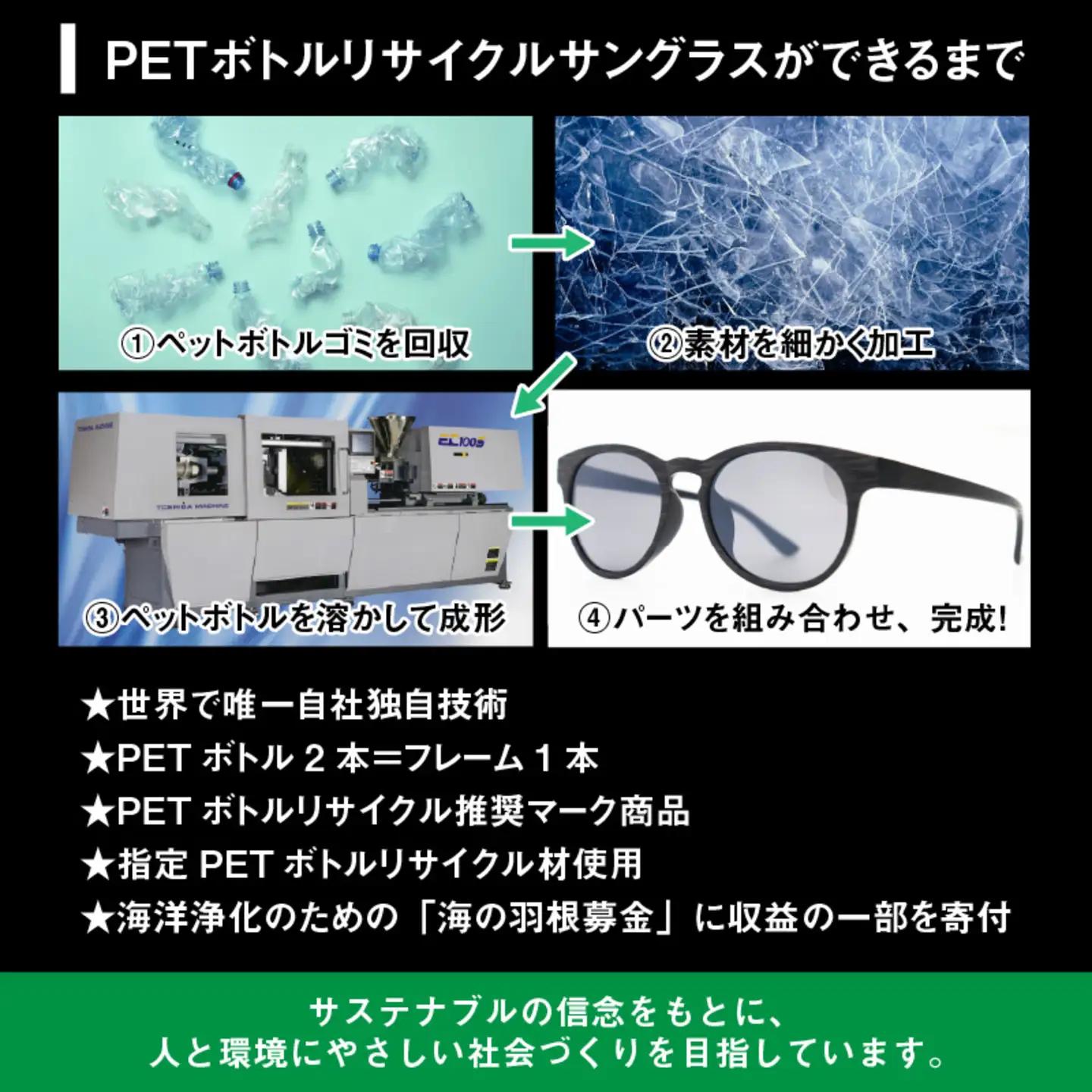 PETボトル リサイクルサングラス　MBK-L-SV-MIR　木目仕様 