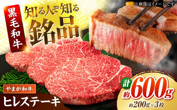 
                  やまが和牛 ステーキ ヒレ 約200ｇ×3枚 黒毛和牛 和牛 牛肉 お肉 肉 【鹿本農業協同組合】 [ZAG021]
                
