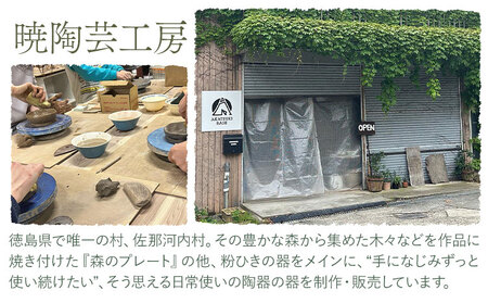 佐那河内の森のプレート 2枚 暁陶芸工房《30日以内に出荷予定(土日祝除く)》 自然 キッチン用品 日用品 オリジナル 雑貨 徳島県 佐那河内村 皿 食器 プレート 手作り