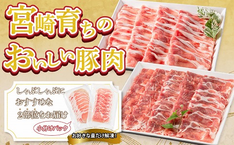 宮崎県産豚 肩ロース・ロース セット 各600g 計1.2kg |豚肉 豚 ぶた 肉 国産 ロース 肩ロース しゃぶしゃぶ スライス 薄切り セット 詰め合わせ 冷凍