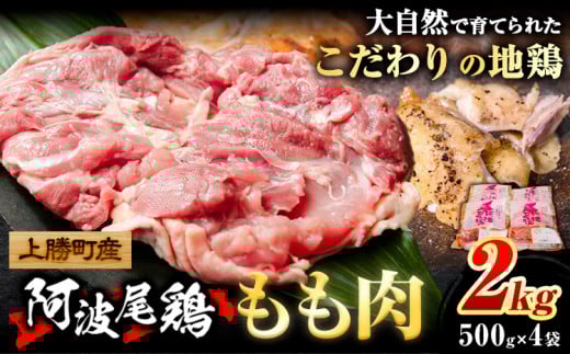阿波尾鶏 鶏肉 もも肉 500g × 4パック 計2kg 岸農園 《3月中旬頃から出荷予定》｜ 鶏肉 もも肉 お肉 鳥肉 とり肉 阿波尾鶏 地鶏 大容量 小分け 国産 徳島県産 唐揚げ から揚げ からあげ アウトドア キャンプ 冷凍 もも 肉 便利 送料無料k-2
