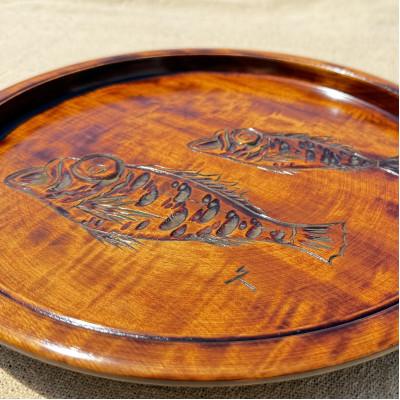 ふるさと納税 香川県 【香川漆器】33cm丸盆　スリ漆めばる彫 |  | 01