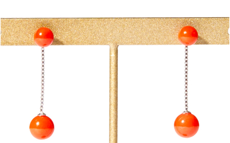 赤珊瑚 2wayピアス 珊瑚