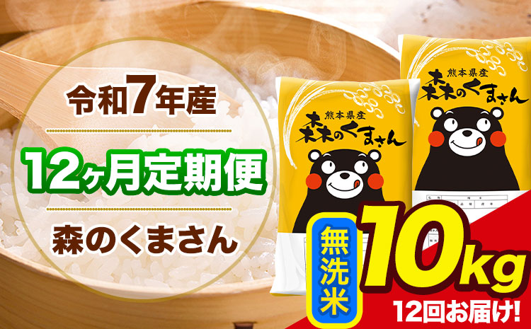 令和7年産 森のくまさん【12ヶ月定期便】 無洗米 《お申込み翌月から出荷開始》10kg(5kg×2袋) 計12回お届け 熊本県産 単一原料米 森くま 熊本県 玉東町