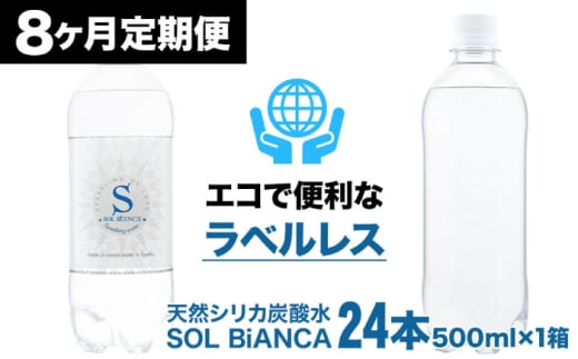 【2月以降発送開始】【全8回定期便】シリカ炭酸水 ソルビアンカ ラベルレス 500ml×24本 日田市 / 株式会社OTOGINO 炭酸 飲料 水 [AREF073]