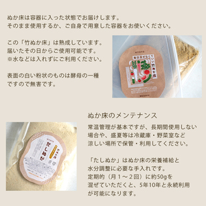 竹ぬか床 1kg たしぬか セット 糠床 ぬか漬け 発酵食品 容器付き ぬか床 混ぜないぬか床 魔法のぬか床 自宅ぬか床 ぬか床セット ぬか床と足しぬか 国産ぬか床 竹炭パウダー入りぬか床