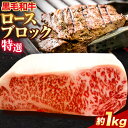 【ふるさと納税】黒毛和牛 ロース ブロック 特選 約1kg エムエスエイ (株)《30日以内に出荷予定(土日祝除く)》大阪府 羽曳野市 送料無料 牛肉 牛 和牛 ブロック肉 ステーキ