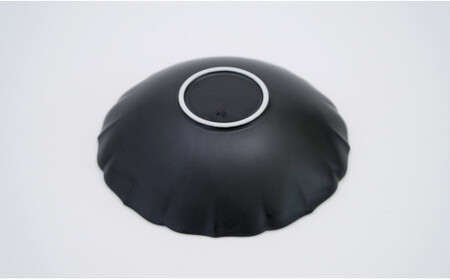 A45-168 福珠窯 有田焼 黒マット 渕金彩 19cm 桔梗渕 ペアボウル 和食器 シンプル ブラック